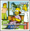 Congo Illegal Simpsons Stamp 1B