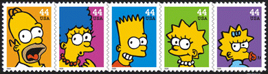 US Simpsons Stamps horizontal strip